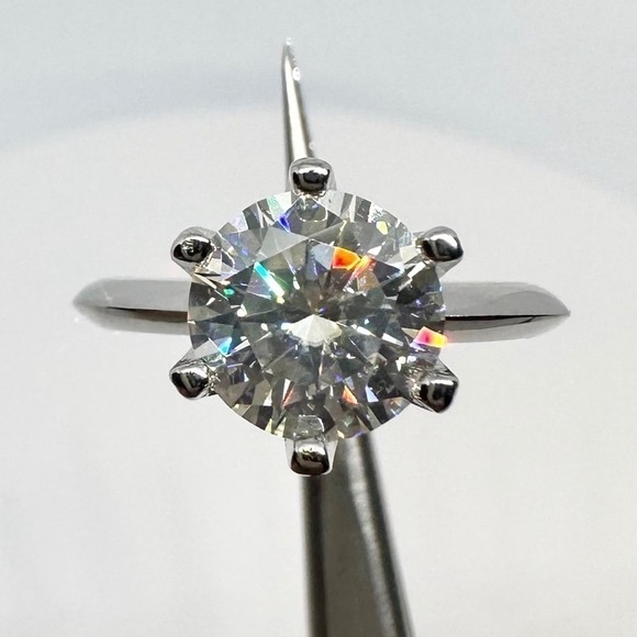 Moissanite Diamond Engagement Ring Six Prong Wedding GRA 18K 1 Ct Size 8 - Picture 2 of 11